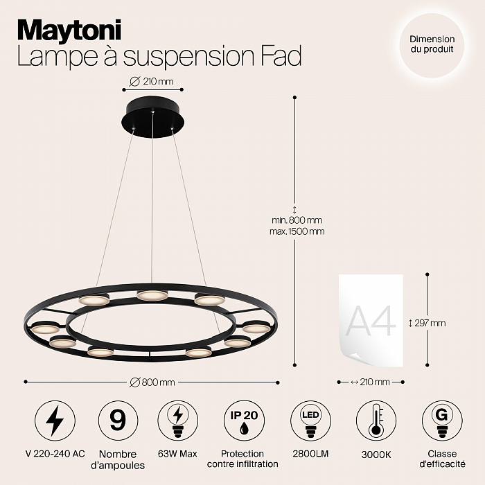 Светильник Maytoni MOD070PL-L63B3K
